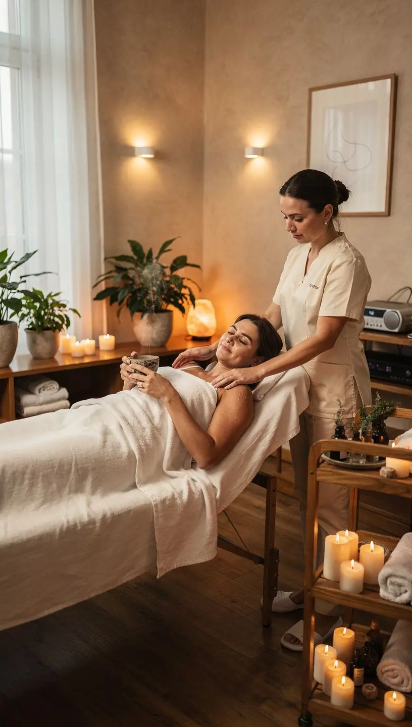 Čajová kanvica s bylinkovým čajom a sušené bylinky vedľa nej na elegantnom tanieriku.